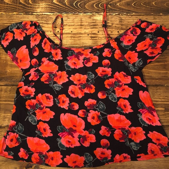 Billabong Black & Red Summer Nights Open-Shoulder Top Size XS - Picture 3 of 9